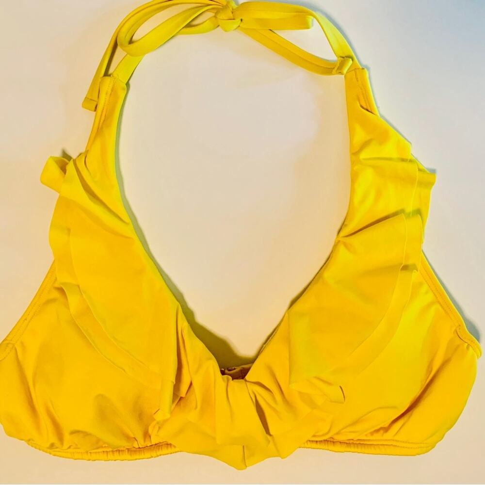Kenneth Cole Women's Yellow Bikini top with ruffles Size Small
